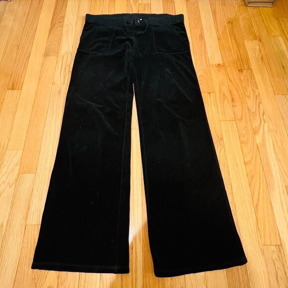 Pants - Vintage Y2k Juicy Couture Tracksuit Black Velour Pants
